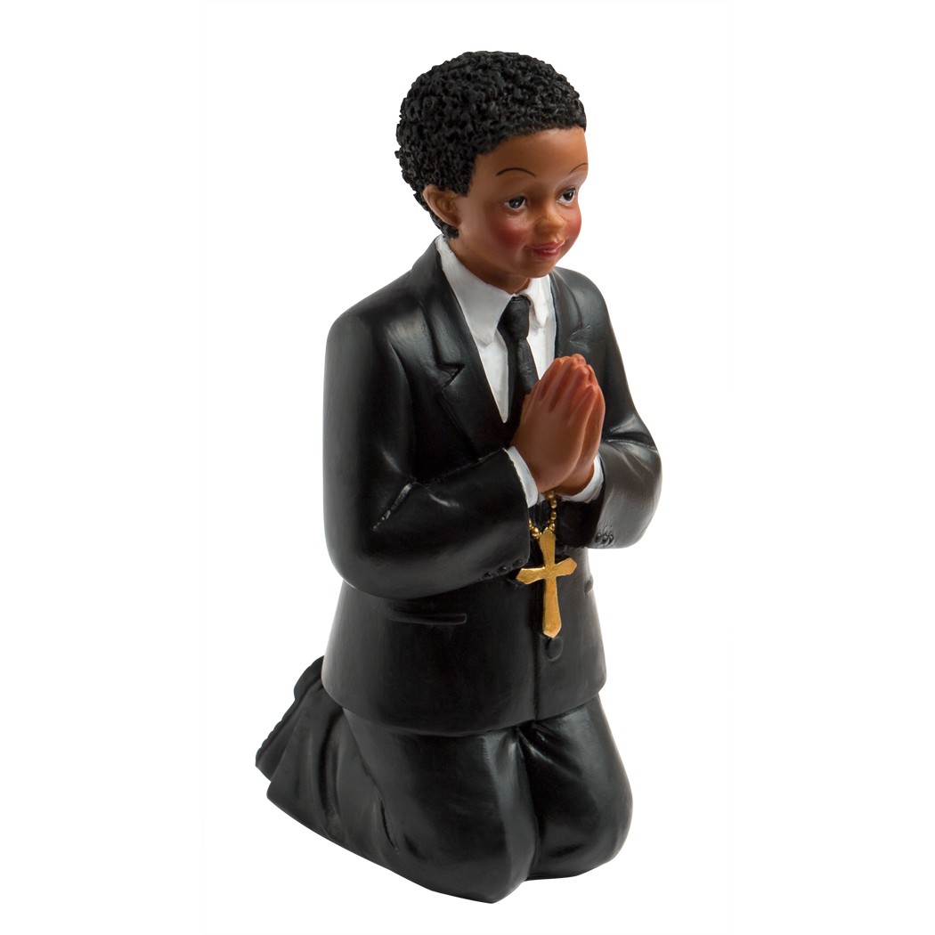 Petite figurine communiant agenouillé, hauteur 6 cm, garçon qui prie