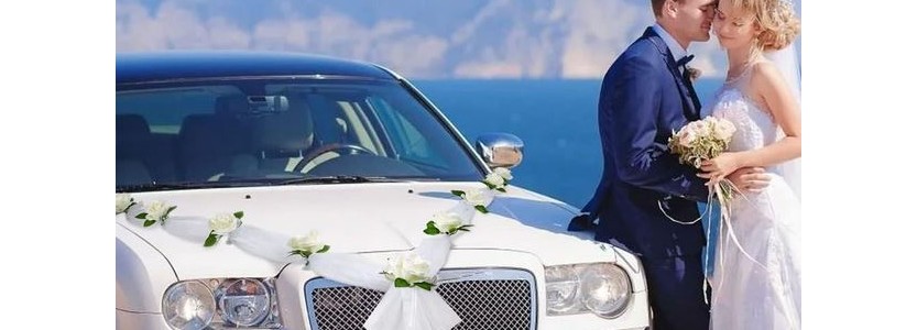 Décoration voiture pas cher pour mariage blanc / rose / fushia