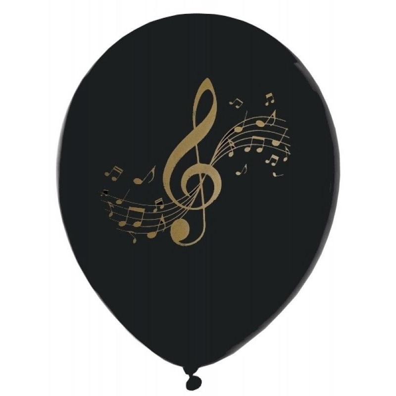 8 Ballons gonflables Musique Disque d'Or - Noir et or - Décoration mariage