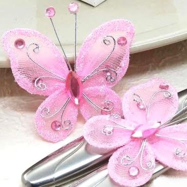 Mini papillons artificiels glitter rose pas cher - Mariage Papillon,  Décoration Mariage