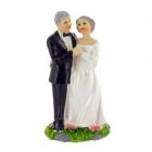 Figurine mariage couple de mariés grisonnants rêveurs