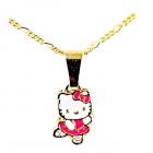 Pendentif bébé Hello Kitty - Email rouge - Ton Or 