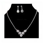 Parure Femme Bijoux Mariage Argent Rhodié Cristal A / B "Iona" 