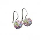 Boucles d'oreilles femme métal rhodié ton or jaune cristal multicolore