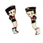 Betty Boop et son chien boucles d'oreille femme bijou ton or et émail