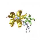 Broche Bijoux Mariage Fleur Email Cristal Ton Argent 