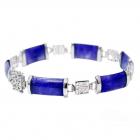 Bracelet Femme Plaqué Argent Jade Bleu 