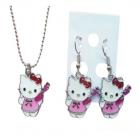 Parure argenté bijou enfant Hello Kitty émail laqué