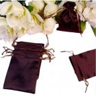 10 Sacs Sachets a Dragées Satin Chocolat 