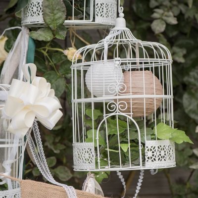 Urne cage à oiseau blanche  Tireline de mariage originale et élégante