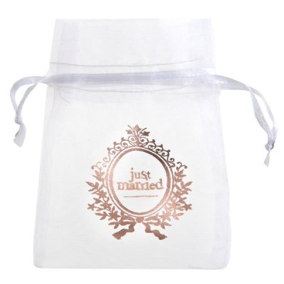 Mariage thme Just Married  - 6 Sachets a drages Just Married Rose gold : illustration