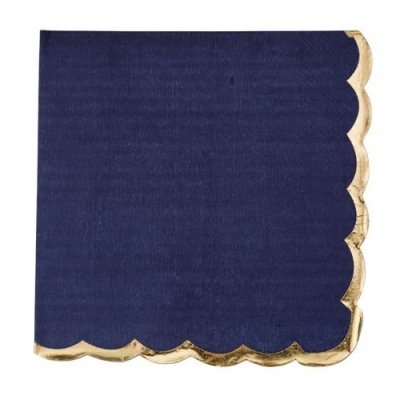 Dcoration de Table Mariage  - 16 serviettes Festonnes en papier bleu marine et ... : illustration