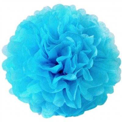 Dcoration Voiture Mariage  - 10 pompons papier de soie bleu turquoise 15cm  : illustration