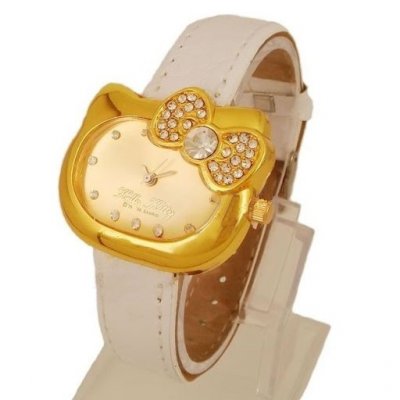 Bijoux de Mariage  - Montre Hello Kitty Bijou Strass Bracelet Blanc : illustration