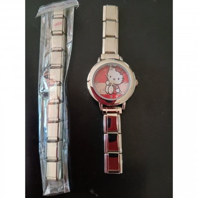 Bijoux de Mariage  - Montre Hello Kitty Bijou argent rhodi  : illustration