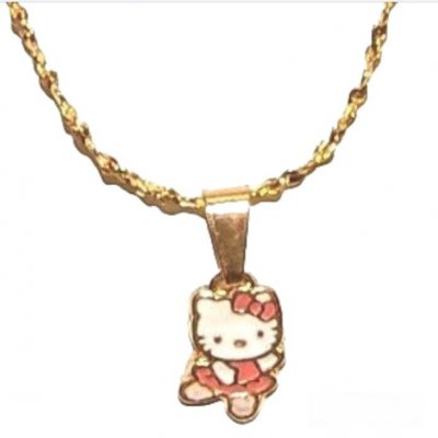 Bijoux Enfants  - Pendentif Bijoux Hello Kitty - Email Rose - Ton Or ... : illustration