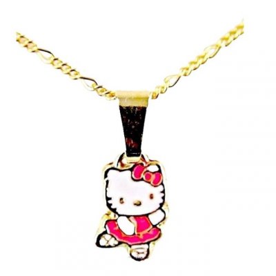 Bijoux Hello Kitty  - Pendentif bb Hello Kitty - Email rouge - Ton Or  : illustration