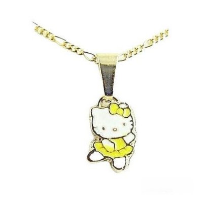 Bijoux Enfants  - Pendentif bijoux Hello Kitty - Email jaune - Ton or ... : illustration