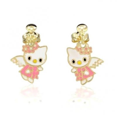 Bijoux Enfants  - Boucles d'oreille Hello Kitty ange plaqu or Jaune ... : illustration