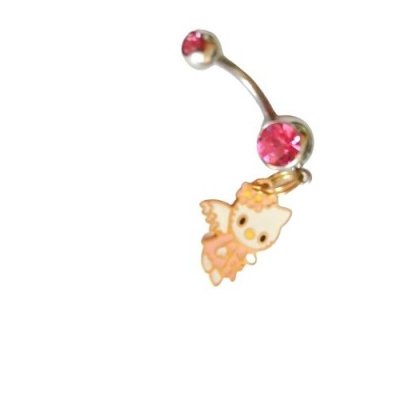 Bijoux Hello Kitty  - Piercing nombril breloque strass Fushia Kitty  : illustration