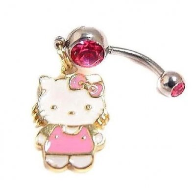 Bijoux Hello Kitty  - Piercing nombril femme bijou Kitty ton or cristal ... : illustration