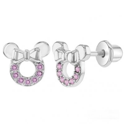 Bijoux Enfants  - Bijoux enfants argent - Boucles d'oreilles  vis Minnie : illustration