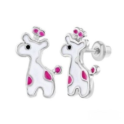 Bijoux Enfants  - Bijoux enfants argent - Boucles d'oreilles  vis girafe : illustration