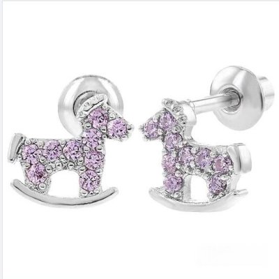 Bijoux de Mariage  - Bijoux enfants argent - Boucles d'oreilles  vis cheval : illustration