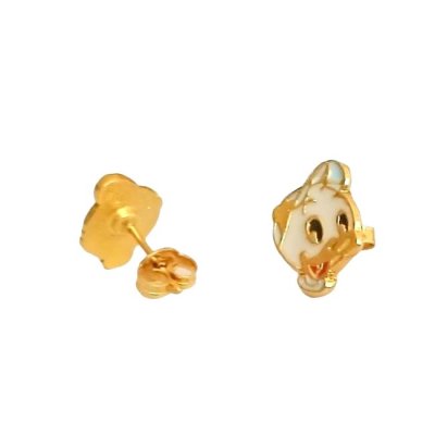 Bijoux Enfants  - Boucles d'oreille plaqu or et laque - Donald Duck : illustration