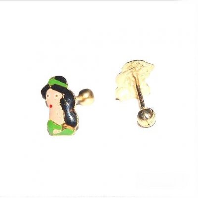 Bijoux Enfants  - Boucles d'oreille  vis plaqu or et laque Jasmine : illustration