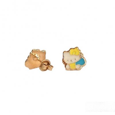 Bijoux de Mariage  - Boucles d'oreilles bijou Hello Kitty or et laque  : illustration