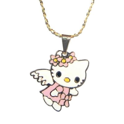 Bijoux Enfants  - Pendentif Hello Kitty bijou plaqu or et email : illustration