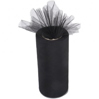 Noeuds, rubans, tulles - Dcoration mariage  - Rouleau de tulle noir 22 mtres x 15 cm : illustration