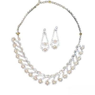 Parure de Soire Mariage  - Parure bijoux mariage cristal et perle  : illustration