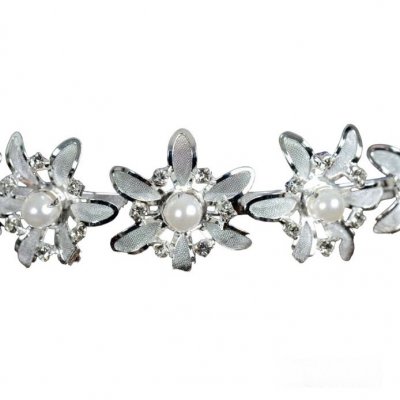 Accessoire de cheveux Mariage  - Peigne Mariage Argent Zirconium Clair et Perles  : illustration