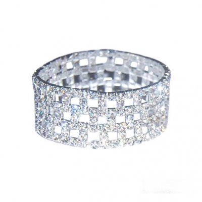 Bijoux de Mariage  - Bracelet damier mtal rhodi ton argent cristal clair  : illustration