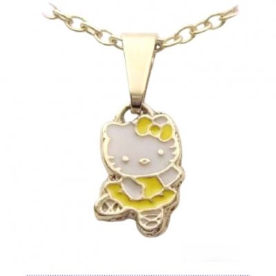 Bijoux de Mariage  - Pendentif bijoux Hello Kitty - Email jaune - Ton or ... : illustration