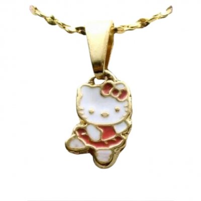 Bijoux Enfants  - Pendentif Bijoux Hello Kitty - Email Rose - Ton Or ... : illustration