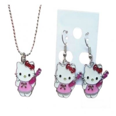 Bijoux de Mariage  - Parure argent bijou enfant Hello Kitty mail laqu : illustration