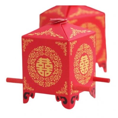 Boite de Drages  - Botes  drages chine rouge et or deco table mariage : illustration