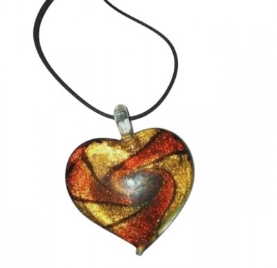 Bijoux de Mariage  - Pendentif bijou coeur marron en verre souffl  : illustration