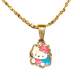 Pendentif Hello Kitty - Email Rose et Bleu - Ton Or : illustration