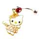 Piercing nombril breloque strass Fushia Kitty  : illustration