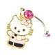 Piercing nombril femme cristal rose bijou ton or Kitty  : illustration