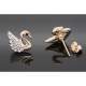 Boucles d'oreille cygne mtal rhodi ton or cristal ... : illustration