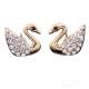 Boucles d'oreille cygne mtal rhodi ton or cristal ... : illustration