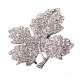 Broche feuille bijou femme ton argent cristal clair  : illustration