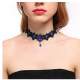 Choker gothique satin bleu et dentelle noir cristal ... : illustration