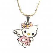 Pendentif Hello Kitty bijou plaqué or et email