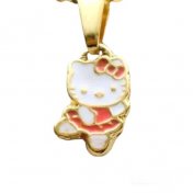 Pendentif bébé Hello Kitty - Email rouge - Ton Or 